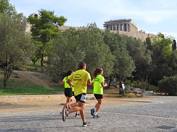 Acropolis hill during Athens Marathon
