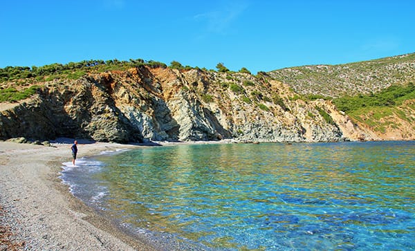 Lemos Beach aan de voet van Kaap Paliouri, Chalkidiki